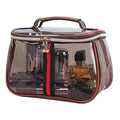 New Retro Vintage Vanity Bag, Clear Makeup Organizer with Handle, Waterproof Transparent Toiletry Bag, Large Capacity Cosmetic Makeup Bag for Women, Travel Skincare Storage Case (Coffee)
